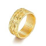 Edelstahl Buddhistischen Herz Sutra Ringe 9Mm Asiatische Religion Schrift Sanskrit Ring Schmuck-Geschenk für Männer Frauen 9 Gold, DTTX001, 11