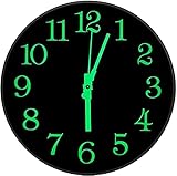 Aobay 12'Nicht-Ticking stummle, leuchtende Wanduhr in der dunklen Uhr Batterie betriebene Moderne Quarz-Uhren, leicht lesen for das Haus mit Wohnküche (schwarz) (Farbe : Schwarz)