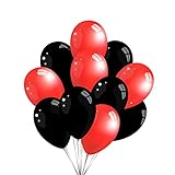 50 Premium Luftballons in Schwarz/Rot - Made in EU - 100% Naturlatex somit 100% giftfrei und 100% biologisch abbaubar - Geburtstag Party Hochzeit Silvester Karneval - für Helium geeignet - twist4®