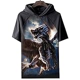 Monster Hunter World T-Shirt,Videospiel MHW 3D Gedruckt 100% Polyester Short Sleeve Für Sommer Geschenk Teen Spiel Fans G L