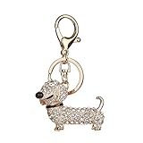 PXSTYLE Schöner Hund Dackel Form Schlüsselbund Mit Strass Zubehör Zubehör Kfz-Handy Handtaschen Tasche Schlüsselring Geschenke,Weiß