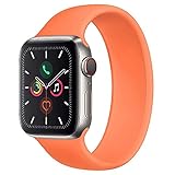 Leishouer Solo Loop Kompatibel mit Apple Watch Armband 44mm 40mm 38mm 42mm 41mm 45mm Weiche Elastisch Silikon Sport Ersatzarmband für iWatch Serie 7/6/5/4/3/SE Band(Kumquat,42/44/45mm-M)