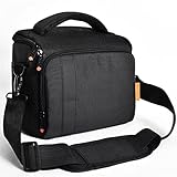 SSMDYLYM DSLR Kameratasche Wasserdichte Mode Umhängetasche Videokamera Tasche Objektivtasche Fotografie Fototasche (Color : Black, Size : 23 x 11 x 15 cm)