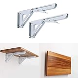 ETSAMOR 2pcs Klappkonsole Edelstahl Klappkonsolen Schwerlast Faltbare Regalhalterung 250mm Regalträger Weiß Regalhalterunge für Tischplatten Haus Küche Bü