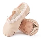 Ballettschuhe aus Leder Ballettschläppchen Tanzschuhe Gymnastikschuh mit Ganze Ledersohle für Kinder Damen Beige 39