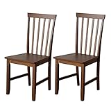 COSTWAY 2er Set Esszimmerstühle Holz, Küchenstühle mit hohen Rückenlehne, Vintage Essstühle, Esszimmer Stuhl bis zu 125kg belastbar, Holzstuhl b