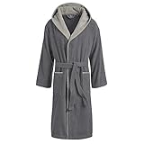 Egeria Cairo 2 Bathrobe Saunarobe with Hood for Women & Men by Eliwareexclusive with New Sizes | Dark Grey/Light Grey | Size M