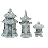 Cabilock 3Pcs Miniatur Fee Garten Dekoration Japanischen Pagode Laterne Mini Statue Zen Garten Meditation Ornamente Für Garten Terrasse Micro Landschaft Bonsai Dekoration G