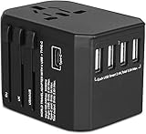 Reiseadapter Reisestecker Weltweit 224+ Ländern 5.6A Fast Charge Universal Travel Adapter mit 4 USB Ports+Typ C und AC Steckdosenadapter Internationale Reiseadapter für USA Europa UK Australien Usw