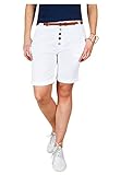 Sublevel Damen Chino Bermuda Shorts mit Knopfleiste White XL