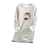 Zilosconcy Damen Kaputzenpullover mit Weihnachtsdruck Langarm Hoodie Casual Bluse Tops Rundhal Oberteil Mit Tasche Weihnachtsdruck Lang Pullover Sw