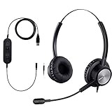 Jaracom USB-Headset/3,5 mm Computer-Headset mit Mikrofon, Geräuschunterdrückung, komfortabel, kabelgebunden für Zoom, Skype, Webinar, Handy, C