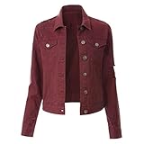 PKTOP Damen-Jeansjacke, leger, modisch, schmale Passform, mit Perlen Gr. 48, w