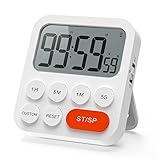 LIORQUE Digitaler Küchentimer Magnetisch Stoppuhr Timer mit Uhr, Magnet, 3-stufiger Lautstärke, LCD Anzeige für Kochen, Sport, Studieren, 2 AAA Batterien ink