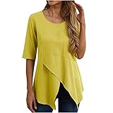 Fmkaieo Elegantes Damen-T-Shirt für den Sommer, mit Buchstaben-Aufdruck, Bluse für Damen, kurzärmelig, O-Ausschnitt, elegantes Sommer-B