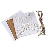 UEETEK 10Pcs hohlen dekorative Hochzeitseinladung Grusskarte mit Spitze Umschlag für Hochzeit Geburtstag Verlobung Party