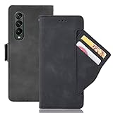 DOHUI Handyhülle für Samsung Galaxy Z Fold 3 Hülle, Hochwertige PU Leder Flip Wallet Tasche mit Magnetic Closure Handytasche Schutzhülle für Samsung Galaxy Z Fold 3 5G (Schwarz)