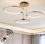 LED Deckenleuchte Dimmbare Schlafzimmer Lampen Modern Ringe Deckenlampe Mit Fernbedienung Gold Wohnzimmerlampe Design Deckenbeleuchtung Bürolampe Küchenlampe Kinderzimmer Esszimmerlamp