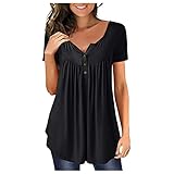 V Ausschnitt Damen Gelb Langarmshirt Damen Sommerbluse Damen Kurzarm Punkte Shirt Damen Sterne Tshirt Damen T-Shirt Teenager Mädchen Oversize Festival Top Damen Frauen Ob