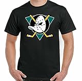 The Mighty Ducks T-Shirt Ice Hockey Top Funny Movie Film Stick Puck Helmet Pads Men Black 3XL