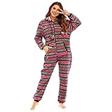 Dasongff Damen Jumpsuit Onesie Overall Einteiler Schlafoverall Pyjama Schlafanzug Trainingsanzug Frau Bequeme Jumpsuit Ganzkörperanzug Hausanzug Mit Kapuze & Reißverschluss Hausmantel Loungew