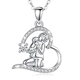 INFUSEU Kette Herz Hunde Halskette, Silber 925 Junge Umarmt Hund AnhäNger Hunde Liebhaber Andenken Schmuck Labrador Geschenke FüR Hundeliebhab