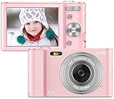 Vnieetsr Digitalkamera, 2,7K Full HD Fotokamera, 44MP 16X Zoom-Kompaktkamera mit 2,88 Zoll IPS-LCD-Bildschirmtaschenkamera für Kinder, Schüler, Schule, Kinder, Fotografie (Rosa)