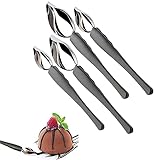 4 Stück Dekorationslöffel, Dekorieren Bleistift Löffel, Kulinarische Zeichenlöffel, Grau Exquisit Dekorierlöffel Aus Edelstahl für Dekorative Teller, Saucen, Kuchen, Desserts (2 Größen)