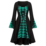 SHIZUANYUE Gothic Kleidung Damen Kleid Punk Steampunk Minikleid Schnürung Party Vintage T-Shirtkleid Karneval Halloween Cosplay Ballkleid Mit Kapuze Mittelalterliche Kleid Retro Alternative Bekleidung