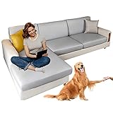 XZSBDXHH Wasserdicht Sofa Sitzkissenbezug, Stretch Sofakissen Schonbezug PU Leder Abnehmbar Sitzkissenschutz Elastischer Kissenbezüge rutschfest Husse Überzug Bezug für Sofa Sitzkissen (Grey 2)