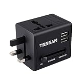 TESSAN Stromadapter Reiseadapter Reisestecker weltweit Travel Adapter Reise Steckdosenadapter Stromadapter mit 2 USB für 224 Ländern USA/Australien/EU/England/China/Italien/Irland/Thailand/UK/Jap