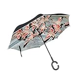 N\C Doppelschichtige umgekehrte Gruppe von fliegenden Flamingo-Regenschirm-Autos Reverse winddichter Regenschirm für Auto im Freien mit C-förmigem G