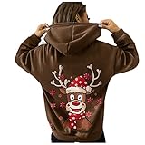 OverDose Damen Weihnachten Frauen Reißverschluss Dots Print Tops Mit Kapuze Sweatshirt Pullover Bluse T-Shirt Home Party Schlank Täglich Karneval Outw