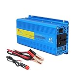 BJH 1000W Reiner Sinuswellen-Wechselrichter, DC 12V/24V zu AC 110V/220V Spannungswandler Auto-Wechselrichter mit Universalsteckdose und 2 USB-Ladegerät, für Wohnmobil-Heimgebrauch, 72V