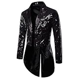 Eternali Vintage Frack Herren Pailletten Frack Mantel Steampunk Gothic Jacke Retro Viktorianischen Holloween Cosplay Kostüm Smoking Jacke Uniform Mittelalter Kleidung Blazer Jacke Pirat Viking Kostü