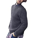 GAOHONGMEI Herren Strickpullover, Winterpullover, Mantel, Rundhalsausschnitt, langärmelig, Winter, Grobstrick, lässige Jacke, Oberteil, Grau, Größe M (US)