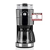 BEEM FRESH-AROMA-INTENSE Filterkaffeemaschine mit Mahlwerk - Glas | Edelstahl | 1,25 l Glaskanne | Abnehmbarer Wassertank | 120 g Bohnenb