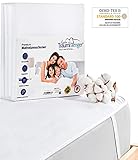Traumfaenger wasserdichte Matratzenauflage 160x200 cm – Atmungsaktiver Matratzenschoner aus 80% Baumwolle / 20% Polyester, effektiver Anti-Milben Matratzenschutz & hypoallergen, inkontineznauflag