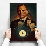 shanqingshuixiu Keine Zeit zu sterben 007 Film Leinwand Gemälde Poster James Bond Drucke Home Room Decor Arbeitszimmer Schlafzimmer Bar Cafe B2566 50×60CM