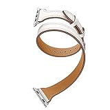 Echtlederbänder Kompatibel mit Apple Watch Series 3 4 5 se 6 ,Verstellbare Double Tour Armband Kompatibel mit Hermes Edition,Uhrenarmbänder mit Edelstahlschließe für iwatch 38 mm 40 mm 42 mm 44