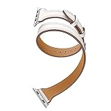 Echtlederbänder Kompatibel mit Apple Watch Series 3 4 5 se 6 ,Verstellbare Double Tour Armband Kompatibel mit Hermes Edition,Uhrenarmbänder mit Edelstahlschließe für iwatch 38 mm 40 mm 42 mm 44