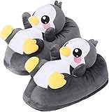 corimori Süße Plüsch Hausschuhe (10+ Designs) Pinguin Pablo Slipper Einheitsgröße 34-44 Unisex Pantoffeln Schwarz Weiß
