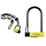 Kryptonite Kettenschloss Fahgettaboudit 3'3' (100 cm), 3500135 & New York Lock Standard (10x20cm) Fahrradschloss, Yellow, 10 x 20