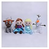 YSJJQSC Plüschtiere 4 stücke Cartoon Plüschtiere Baby Mädchen ELSA Anna Olaf Plüsch Puppe Spielzeug Puppen Jungen Geschenke Sets Geschenk (Color : 4pcs, Height : 20cm)