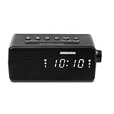 MEDION E66407 Uhrenradio (Radiowecker, PLL UKW Radio, Einschlafautomatik Sleep, Wecken durch Radio oder Alarm, Schlummertaste Snooze, 24 Stunden) schw