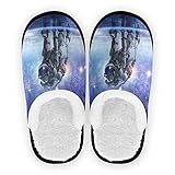 LIFE5LCL Astronauten-Hausschuhe für Damen, Herren, Winter, bequem, flauschig, Größe L, für drinnen und draußen, R