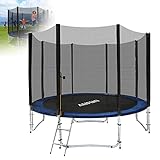 XMTECH Gartentrampolin,Outdoor Trampolin Ø244/305/366cm，Kindertrampolin, inkl. Sicherheitsnetz, Leiter, Randabdeckung,Innen-Auß