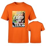 T-Shirt selbst gestalten * Orange in L * Bedruckt mit eigenem Foto Text Logo Name * ringgesponnene Baumwolle * viele Farben und Größ