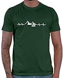 HARIZ Herren T-Shirt Herzschlag Berge 2 Wandern Klettern Plus Geschenkkarte Dunkel Grün M