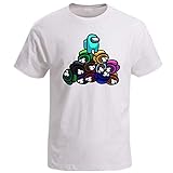 Game T Shirt für Männer Impostor Crewmates Funny T-Shirt Baumwolle Shirts T-Shirt Camisas Sommer Tops Tee Schwarz Kurzarm Gr. XL, Weiß 6